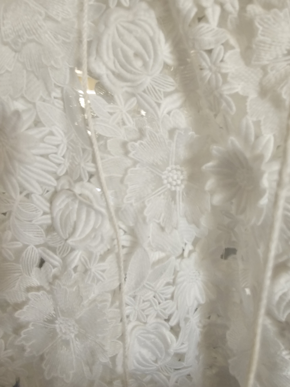 White 3D Floral Lace Openwork Mini Dress - Picture 3 of 5
